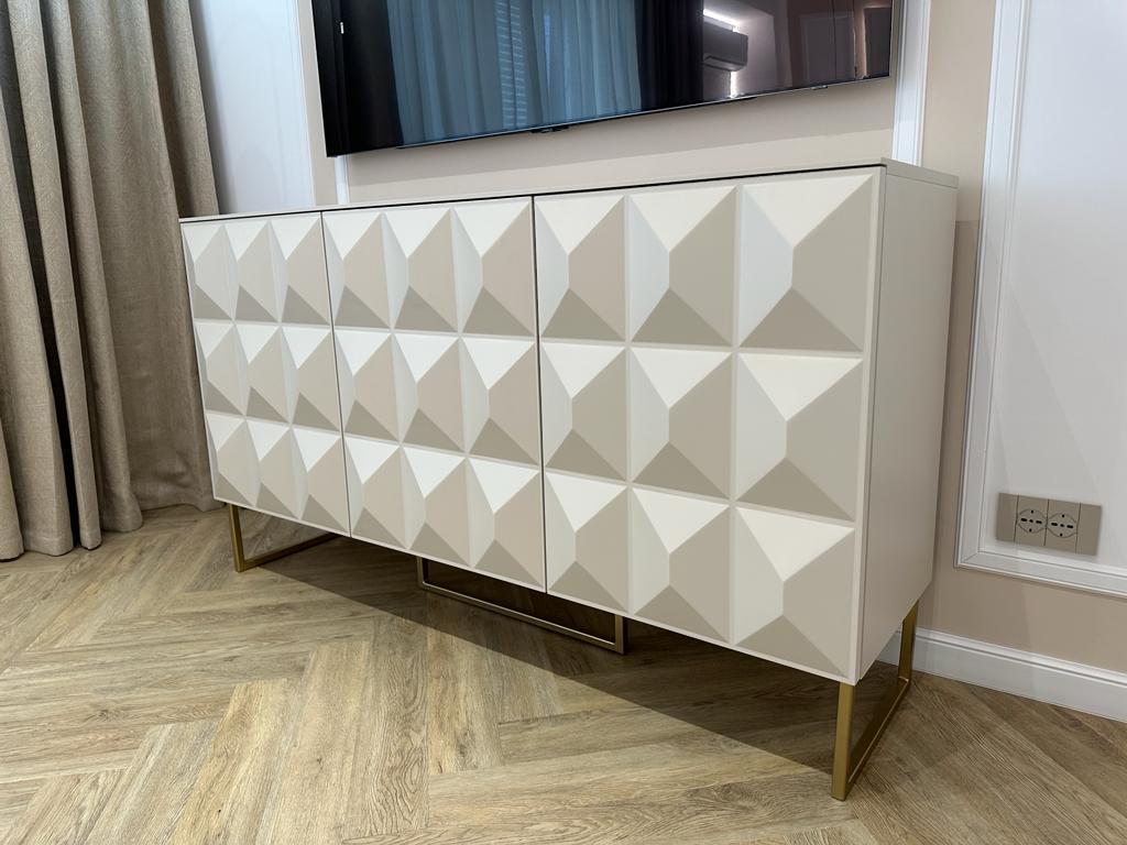 Comodă cu Fronturi Geometrice 3D