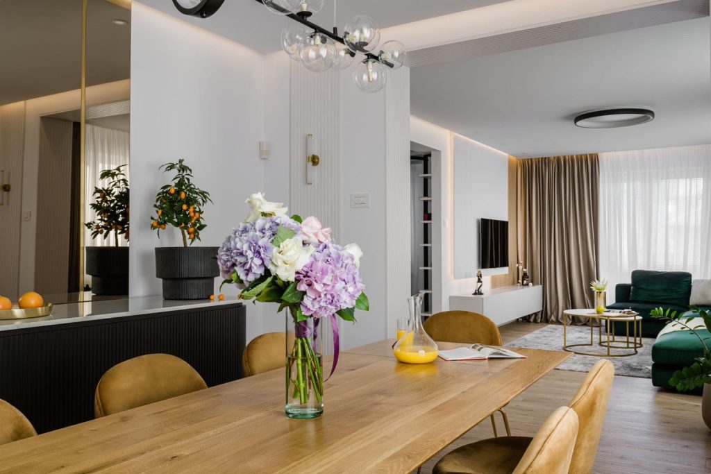 Zonă Open-Space cu Perete Media și Living